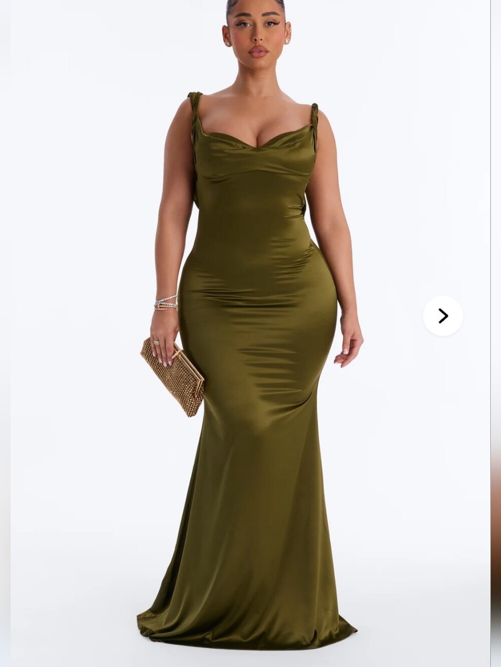 Devoted To You Satin Backless Gown - Olive